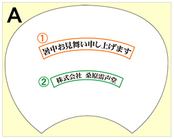 横書き2行、2行とも上向きカーブのかかったレイアウト